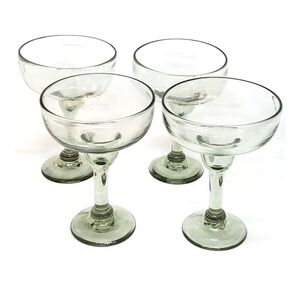 Elegant Clear Glass Margarita Glasses Set 4 Piece NEW